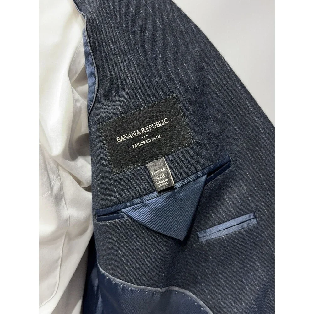 Banana Republic Navy Blue Pinstripe Blazer Tailored Slim Fit Men's Size 44R